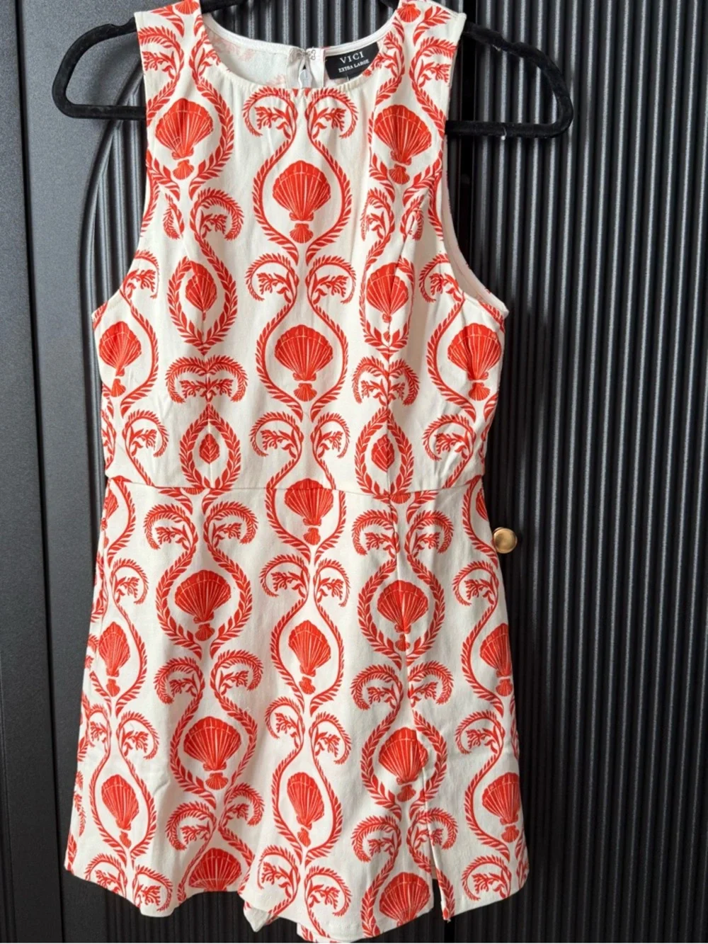 VICI White and Coral Shell-Print Sleeveless Mini Dress - Picture 2 of 14